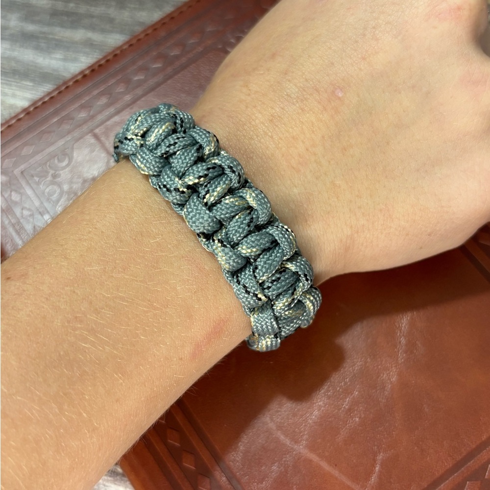 Kids Gray and Tan Paracord Braided Bracelet